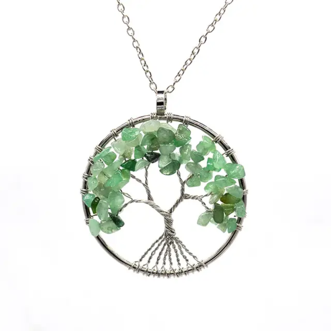 Natural Green Aventurine Tree Pendant – Elegant Spiritual Necklace ✨ - Image 3
